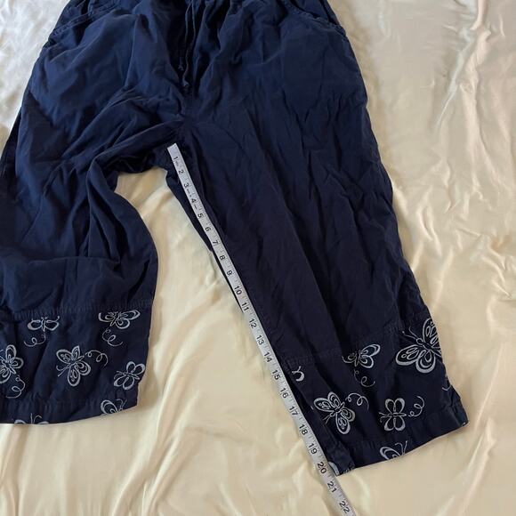 Vtg Y2K 2000s Blue Butterfly Trim Drawstring Pants Size 1X - Picture 6 of 7